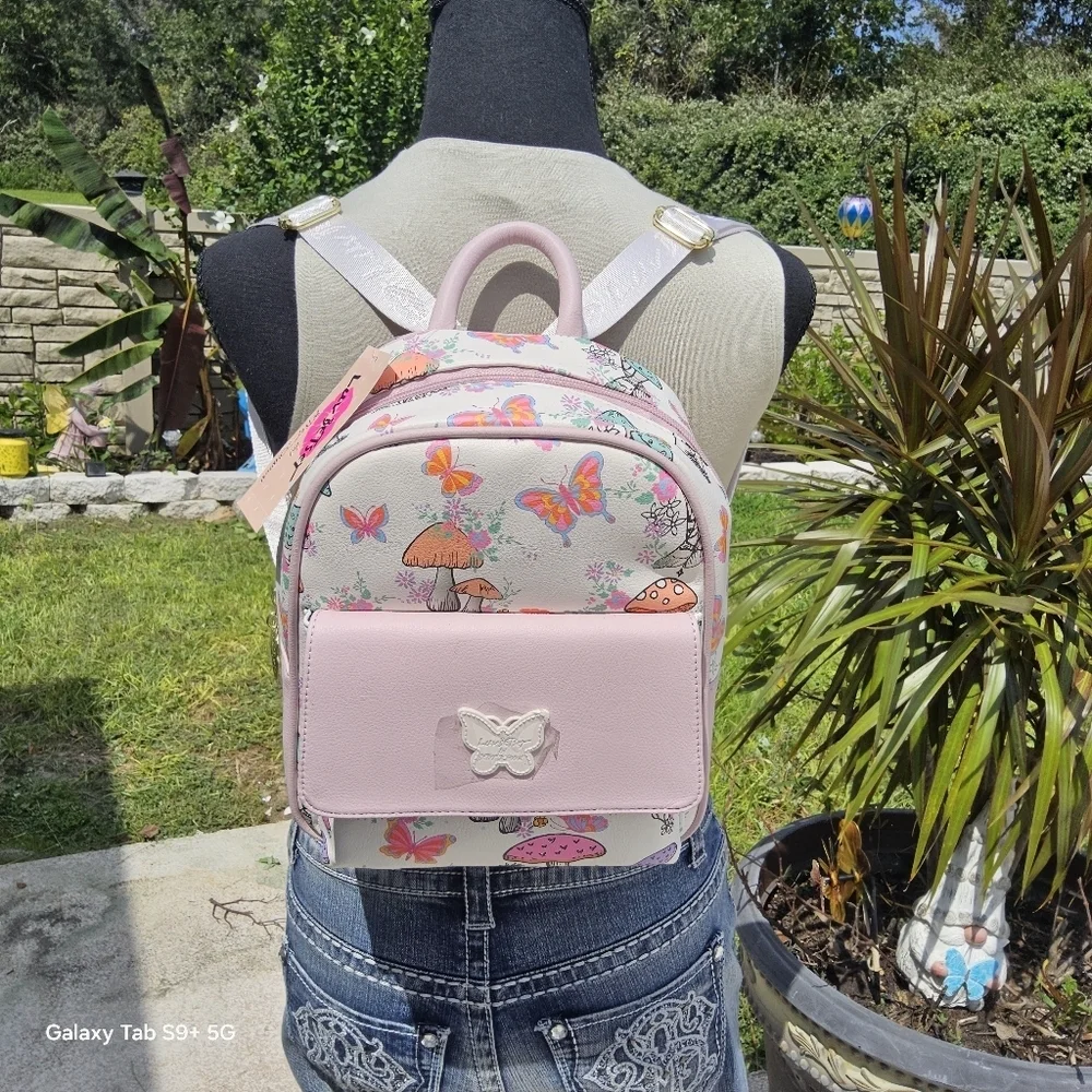 BETSEY JOHNSON LUV BETSEY BLUSH MUSHROOM/BUTTERFLY BACKPACK